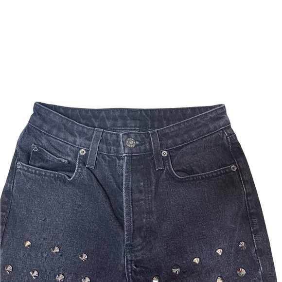 Carmar Emilia Sturgis Black Distressed Spike Studded Fray Hem Jeans size 23 - Picture 3 of 11